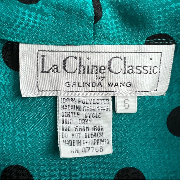 La Chine Classic by Galinda Wang vintage teal blue polka dot button down - Picture 4 of 13